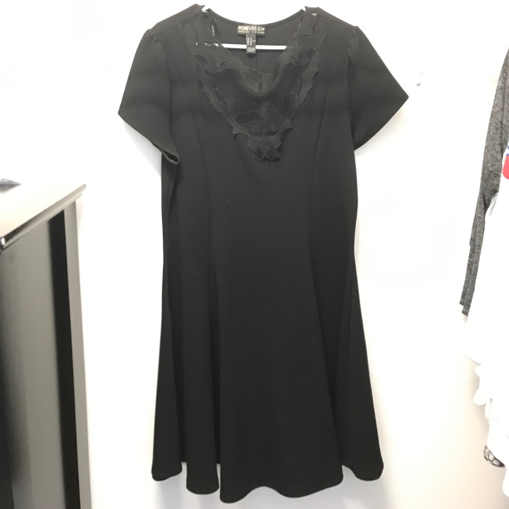 Black dress with mesh floral neckline